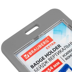 Бейдж вертикальный (85х54 мм), ДВУСТОРОННИЙ, серый, ЗАЩИТА ОТ ВЛАГИ И ПЫЛИ, BRAUBERG EXTRA, 238807 - фото 6