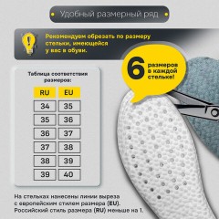 Стельки для обуви ЗИМНИЕ УТЕПЛЕННЫЕ, материал PU PRO, размер RU 34-39 / EU 35-40, с линиями выреза, SHEGRA (ШЕГРА), 700759 - фото 17