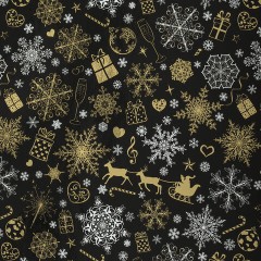 Бумага упаковочная новогодняя НАБОР 3 шт. "Black&Gold", С ЭФФЕКТАМИ, 70х100 см, ЗОЛОТАЯ СКАЗКА, 592190 - фото 7