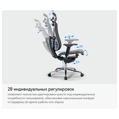 Кресло МЕТТА "YOGA" Y 4DF B2-5D, адаптивная спинка, 3D-подголовник, сверхпрочная сетка, черное - фото 28