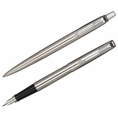 Набор PARKER "Jotter Stainless Steel GT": шариковая ручка синяя и перьевая ручка синяя, 2093258 - фото 2