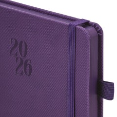 Ежедневник датированный 2026, А5, 138х213 мм, BRAUBERG "Plain", под кожу, резинка, держатель для ручки, фиолетовый, 117509 - фото 4