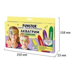 Аквагрим для лица и тела, 12 цветов (6 классических + 3 неоновых + 3 металлик), 10 трафаретов, FUNSTER (ФАНСТЕР), 192575 - фото 7