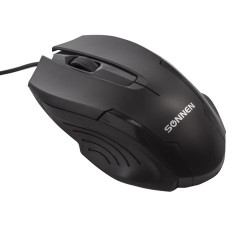 Мышь проводная SONNEN М-713, USB, 1000 dpi, 2 кнопки + колесо-кнопка, оптическая, черная, 512637 - фото 3