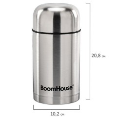 Термос 0,8 л для еды/напитков с широким горлом, BOOMHOUSE (БУМХАУС) WIDE, нержавеющая сталь SUS304, серебристый, 700319 - фото 6