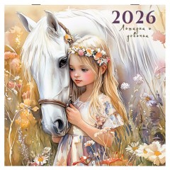Календарь настенный перекидной 2026 г., BRAUBERG, 12 листов, 28,5х28,5 см, "Лошадка и девочка", 116937