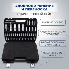 Набор инструментов для автомобиля, 108 предметов, пластиковый кейс, RABBITEX (РАББИТЕКС), 671339 - фото 16