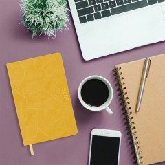 Ежедневник датированный 2026 А5 138x213 мм, BRAUBERG "Foliage", под кожу, гибкий, желтый, 117130 - фото 5