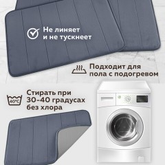 Комплект ковриков MEMORY EFFECT для ванной 50х80 см и туалета 40х60 см темно-серый LAIMA HOME, 608448 Комплект ковриков MEMORY EFFECT для ванной 50х80 см и туалета 40х60 см темно-серый LAIMA HOME, 608448 - фото 21