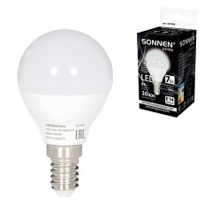 Лампа светодиодная SONNEN EXTRA, 7 (60) Вт, E14, шар, нейтральный белый, 30000 ч, LED G45-7W-4000-Е14, 457908