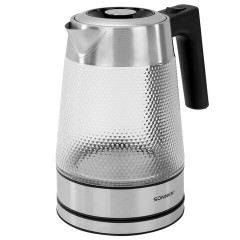 Чайник электрический SONNEN KT-1809, 1,8л, 2200 Вт, термостойкое стекло текстура ромб, внутренняя подсветка синяя, нержавеющая сталь, 455142 - фото 3