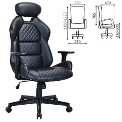 Кресло BRABIX PREMIUM "Tokyo EX-595", регулируемый подголовник, рециклированная кожа, черное, 532975 - фото 2