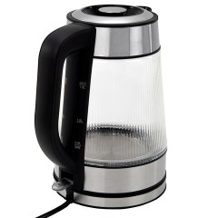 Чайник электрический SONNEN KT-6801, 1,8 л, 2200 Вт, термостойкое стекло текстура полоска, внутренняя подсветка синяя, нерж. сталь, 455143 - фото 6