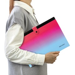 Папка-органайзер на кнопке 5 отделений, BRAUBERG GRADE, A4, розово-голубой градиент, 274091 - фото 8