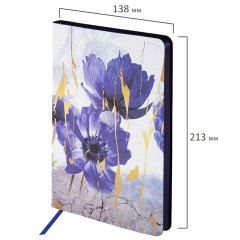 Ежедневник недатированный А5 (138х213 мм), BRAUBERG VISTA, под кожу, гибкий, 136 л., "Blue flowers", 112013 Ежедневник недатированный А5 (138х213 мм), BRAUBERG VISTA, под кожу, гибкий, 136 л., "Blue flowers", 112013 - фото 2