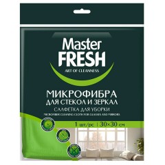 Салфетка из МИКРОФИБРЫ для стекол и зеркал 30х30 см, зеленая, 280 г/м2, Master FRESH - фото 3