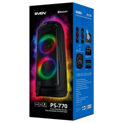 Колонка портативная SVEN PS-770, 100 Вт, TWS, Bluetooth, FM, USB, microSD, LED-дисплей, черный, SV-021719 - фото 4