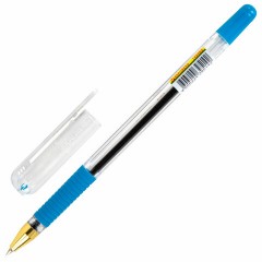Ручка шариковая с грипом BRAUBERG "X-ONE", СИНЯЯ, корпус прозрачный, узел 0,5 мм, линия письма 0,35 мм, 143985 - фото 2