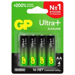 Батарейки КОМПЛЕКТ 4 шт., GP Ultra Plus G-Tech, AA (LR6), алкалиновые, пальчиковые, 15AUPA21-2CRSB4 - фото 11
