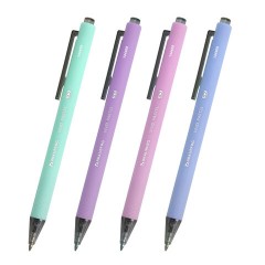 Ручки шариковые автоматические BRAUBERG "VIVID PASTEL", СИНИЕ, НАБОР 4 ШТУКИ, soft-touch, пишущий узел 0,7 мм, линия письма 0,35 мм, 144408 - фото 2