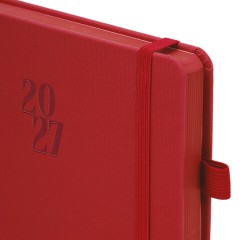 Ежедневник датированный 2027, А5, 138х213 мм, BRAUBERG "Plain", под кожу, резинка, держатель для ручки, красный, 118036 - фото 4