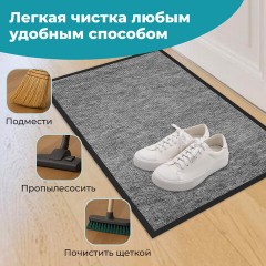 Коврик придверный 40х60 см, СЕРЫЙ, влаго-грязезащитный, 300 г/м2, мелкий рубчик, PRIMILA (ПРИМИЛА) STANDARD, 701018 - фото 11