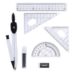 Готовальня ПИФАГОР, 8 предметов: циркуль 120 мм, чертежные принадлежности, металлический пенал, 210859 - фото 3