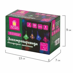 Электрогирлянда-нить комнатная "Бриллианты" 3 м, 30 LED, мультицветная, 220 V, ЗОЛОТАЯ СКАЗКА, 591269 - фото 6