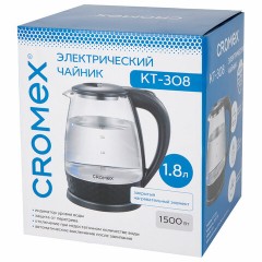Чайник электрический CROMEX KT-308, 1,8 л, 1500 Вт, стекло, черный, 455150 Чайник электрический CROMEX KT-308, 1,8 л, 1500 Вт, стекло, черный, 455150 - фото 8