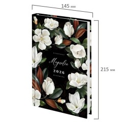 Ежедневник датированный 2026 145х215 мм, А5, STAFF, ламинированная обложка, "Магнолия", 117326 - фото 2