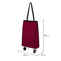 Сумка хозяйственная на колесах складная 50x32x15 см, 24 л, до 15 кг, Оксфорд 600D, бордовая, ЛЮБАША, 701401 - фото 7