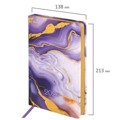 Ежедневник датированный 2026 А5 138x213 мм, BRAUBERG "Vista", под кожу твердый, "Texture", 117453 - фото 2