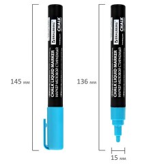 Маркер меловой CHALK LIQUID MARKER, СИНИЙ, 3 мм, стираемый, BRAUBERG "CHALK", 152592 - фото 8