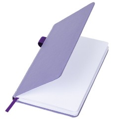 Блокнот А5 135x212 мм BRAUBERG "Edge", под кожу, резинка, держатель, 80 л., клетка, сиреневый, 117150 - фото 4