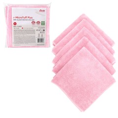 Салфетки VILEDA PROFESSIONAL "МикроТафф Плюс" КОМПЛЕКТ 5 шт., микрофибра, красный, 38х38 см, 174201