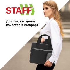 Сумка для документов STAFF DELEGATE на молнии, два кармана, полиэстер, черная/серая, 30х34х2 см, 272619 - фото 11