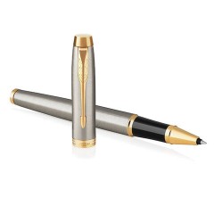 Ручка-роллер PARKER "IM Core Brushed Metal GT", серебристый матовый лак, позолота, черная, 1931663 - фото 7