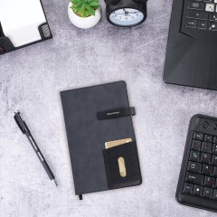 Ежедневник недатированный А5 138х213 мм BRAUBERG "Cowboy", под кожу, застежка 160 л., черный, 116200 - фото 6