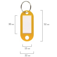 Бирки для ключей КОМПЛЕКТ 100 шт., длина 52 мм, инфо-окно 30х15 мм, цвет ассорти, STAFF, 237730 - фото 7