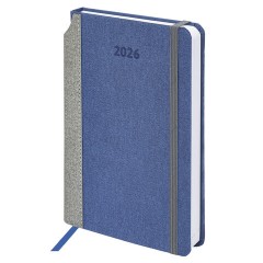 Ежедневник датированный 2026 А5 138x213 мм, BRAUBERG "Mosaic", под кожу, карман для ручки, синий, 117112 - фото 2