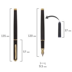 Ручка подарочная перьевая BRAUBERG "Maestro", СИНЯЯ, корпус черный с золотистыми деталями, 143471 - фото 8