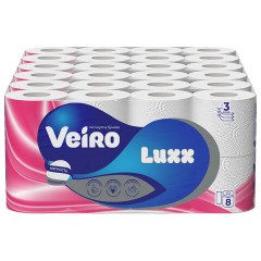 Бумага туалетная бытовая, спайка 8 шт., 3-х слойная (8х15 м), VEIRO Luxoria, белая, 5с38 - фото 5