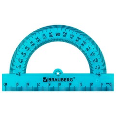 Транспортир пластиковый 10 см, 180 градусов, BRAUBERG, прозрачный, неоновый, ассорти, 210847 - фото 3