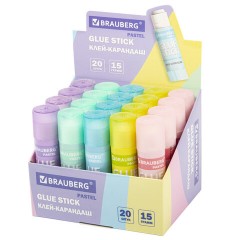 Клей-карандаш в пастельном корпусе BRAUBERG PASTEL, 15 г, PVP-основа, ассорти, 271249 - фото 3