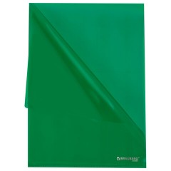 Папка-уголок жесткая прозрачная А4 BRAUBERG UNIVERSAL, зеленая, 0,15 мм, со штрихкодом, 273053 - фото 3
