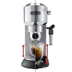 Кофеварка рожковая DELONGHI Dedica EC685.M, 1350 Вт, объем 1,1 л, ручной капучинатор, металлик Кофеварка рожковая DELONGHI Dedica EC685.M, 1350 Вт, объем 1,1 л, ручной капучинатор, металлик - фото 5