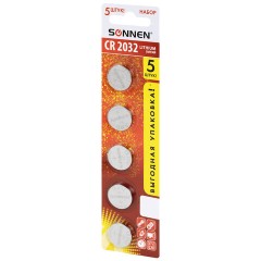 Батарейки литиевые SONNEN Lithium CR2032 "таблетки, дисковые, кнопочные" КОМПЛЕКТ 5 шт., блистер, 455504 - фото 5
