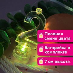 Цифра-подсвечник "2" светодиодная, ЗОЛОТАЯ СКАЗКА, в наборе 4 свечи 6 см, 1 батарейка, 591425 Цифра-подсвечник "2" светодиодная, ЗОЛОТАЯ СКАЗКА, в наборе 4 свечи 6 см, 1 батарейка, 591425 - фото 5