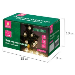 Электрогирлянда-нить комнатная 1,5 м, 10 LED, с насадками, вид: "Диско-шары", тёплый белый, на батарейках, ЗОЛОТАЯ СКАЗКА, 591731 - фото 8
