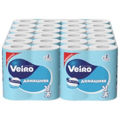 Бумага туалетная бытовая, спайка 4 шт., 2-х слойная (4х15 м), VEIRO "Домашняя", белая, 1с24 - фото 5
